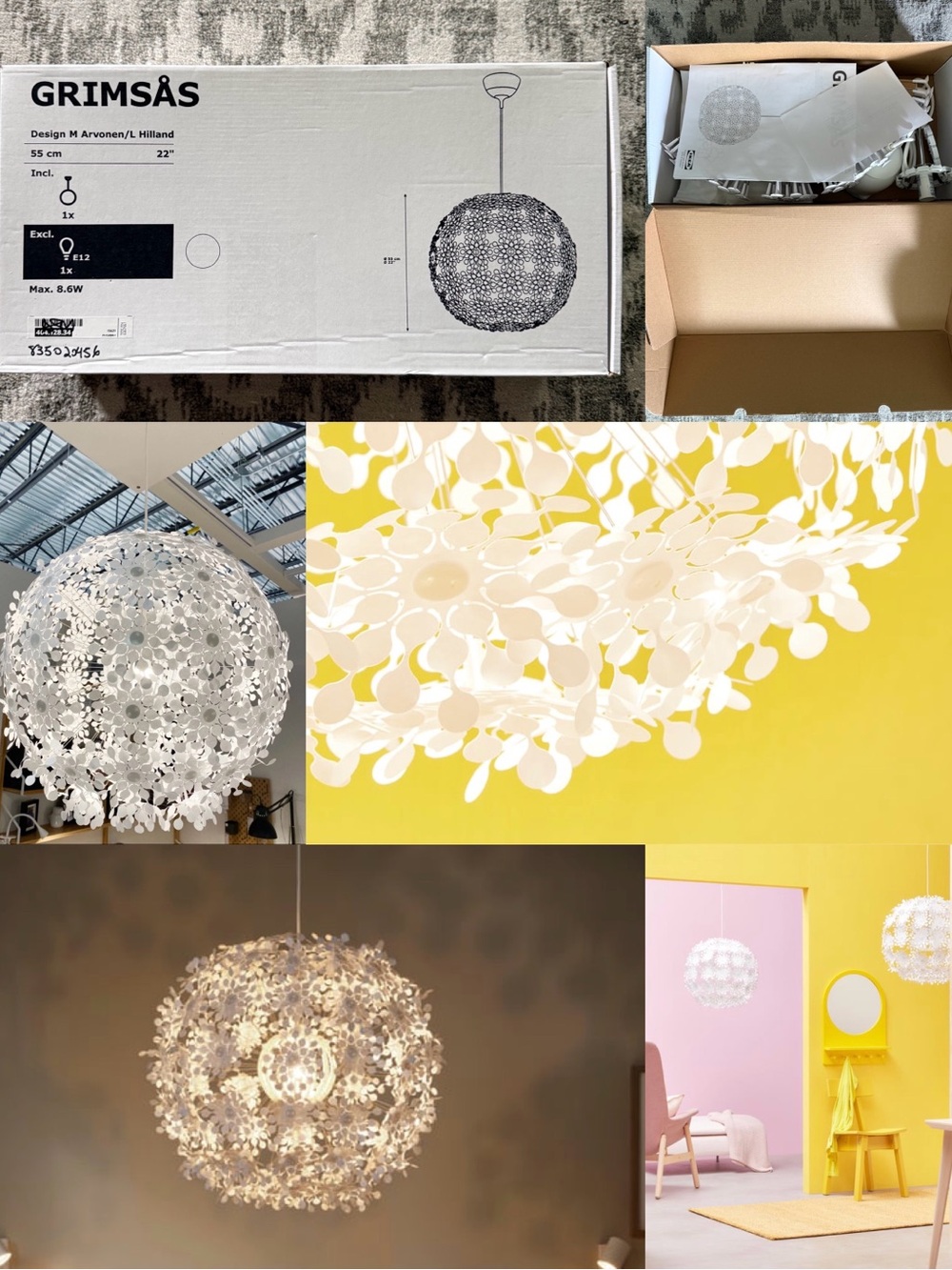 IKEA GRIMSÅS White Floral Pendant Lantern